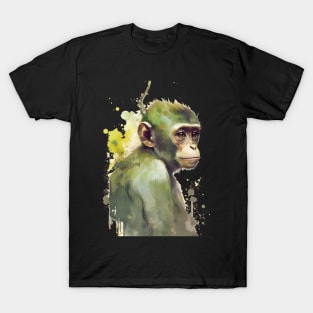 Portrait of an adorable and beautiful monkey watercolor T-Shirt